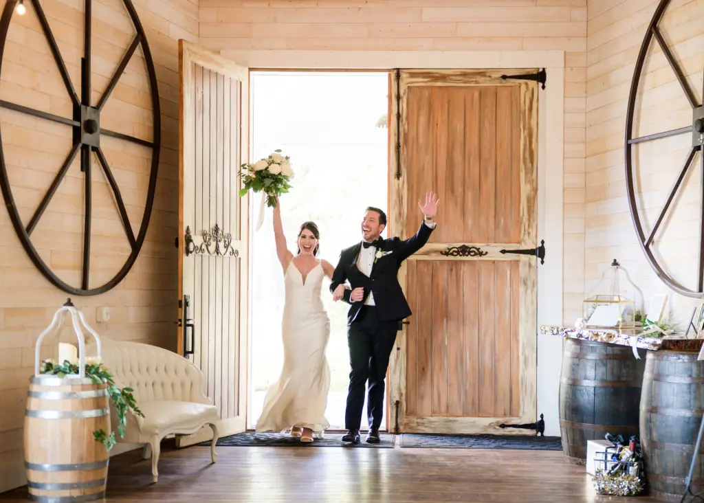 Bride and Groom Grand Entrance to Elegant Southern Wedding Reception | Tampa Bay Event Venue Legacy Lane Weddings
