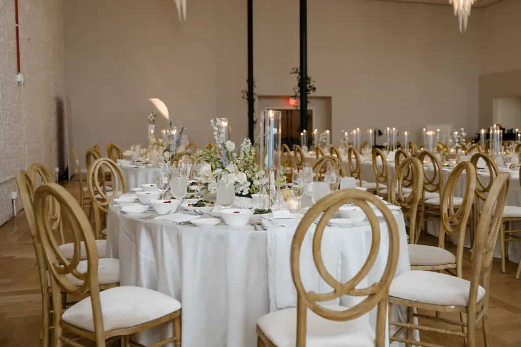 Blue, Yellow, and White Spring Wedding Reception Centerpiece Decor Ideas