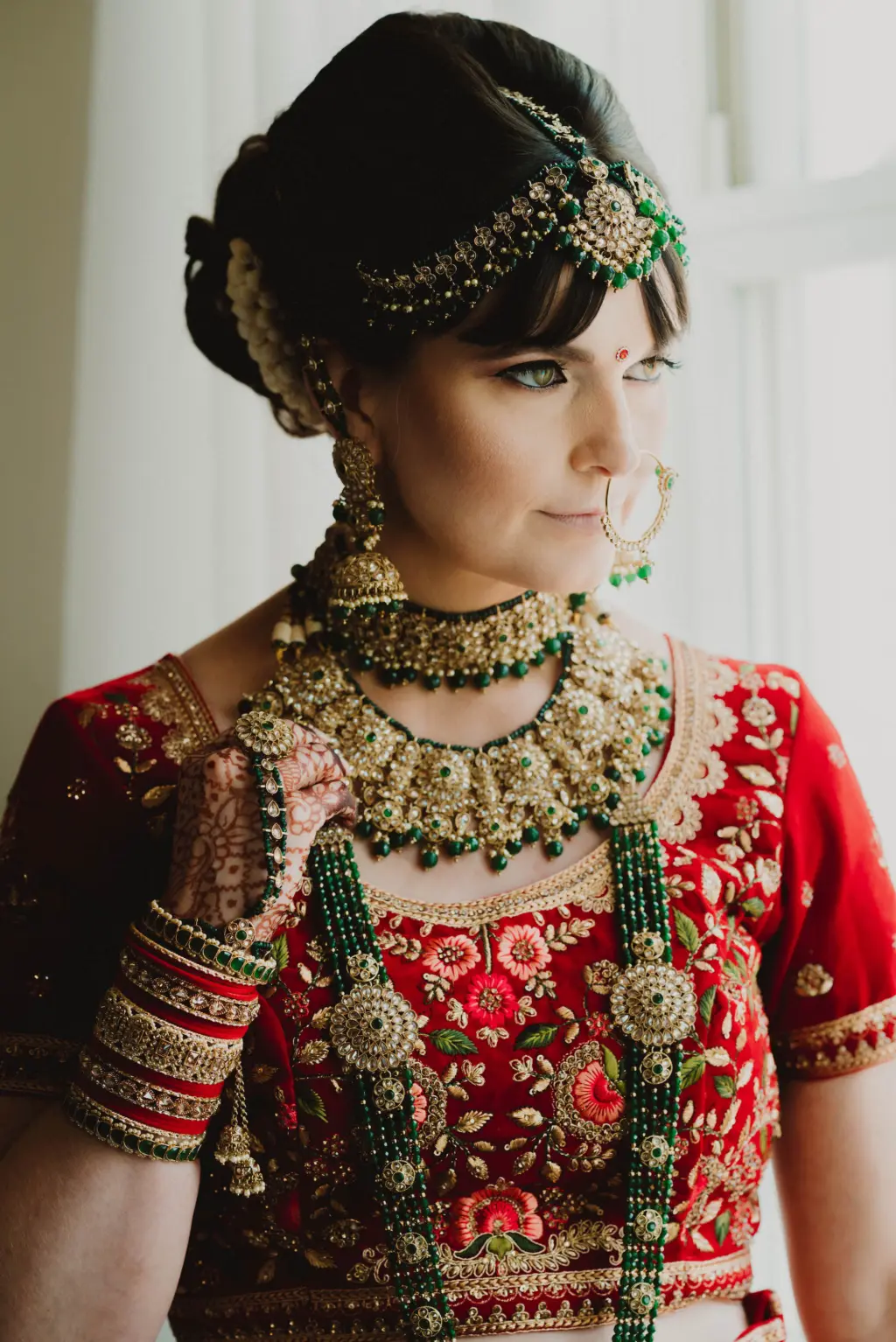 Indian Bride Getting Ready Wedding Portrait | Tampa Bay Hair and Makeup Artist Michele Renee The Studio | Photographer and Videographer Mars and The Moon Films