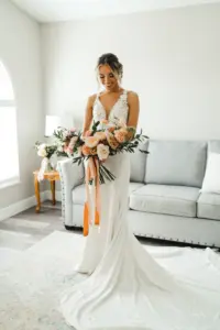 Bride Getting Ready Wedding Portrait | Tampa Bay Hair and Makeup Artist Femme Akoi Beauty Studio | Dress Pronovias | Photographer J&S Media