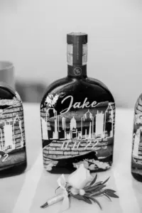 Custom Hand-Painted Tampa Skyline Woodford Bourbon Whiskey Bottle | Groom or Groomsmen Wedding Day Gift Ideas