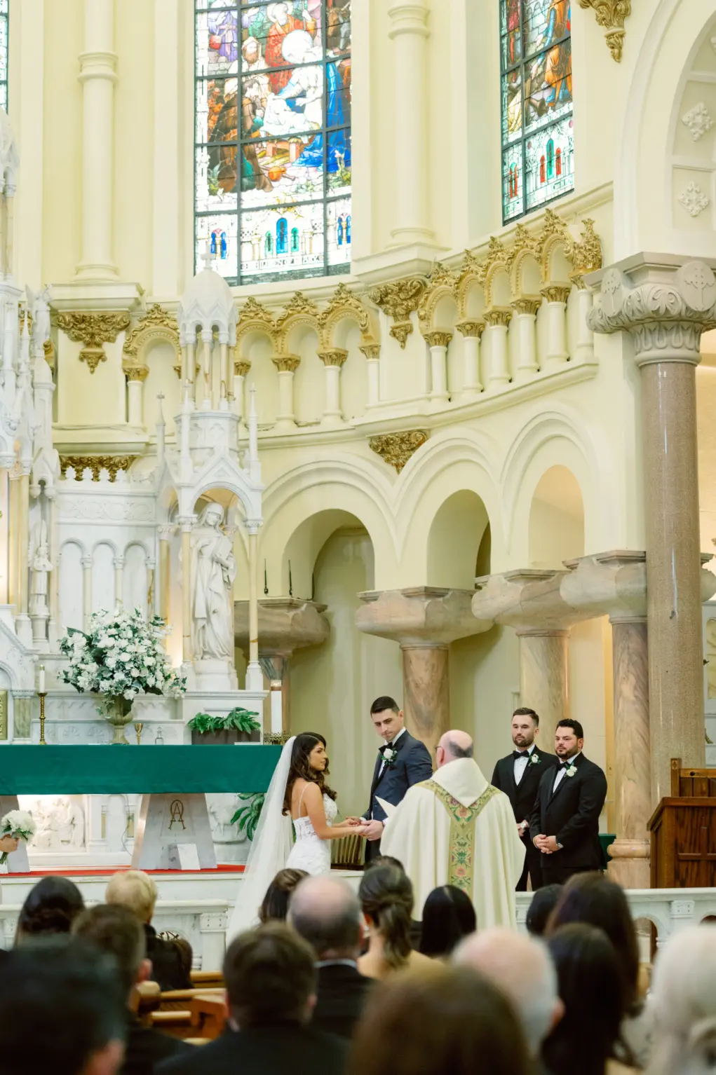 Bride and Groom Classic Traditional Religious Catholic Wedding Ceremony Ideas | Downtown Tampa Sacred Heart Catholic Church Venue