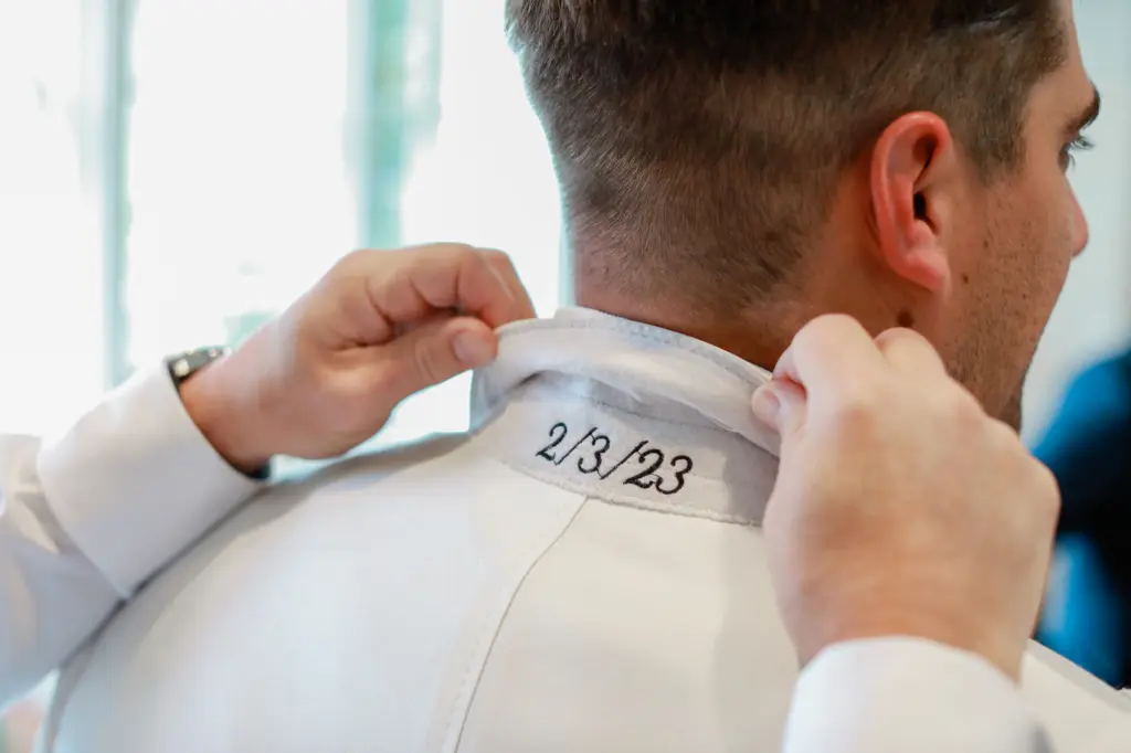 Embroidered Wedding Date on Groom Dress Shirt Collar Custom Wedding Gift Inspiration