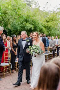 Bride and Father Walking Down Wedding Ceremony Aisle in Bamboo Garden | Tampa Bay Event Venue Nova 535
