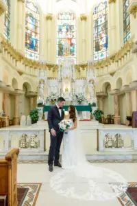 Bride and Groom Just Married in Catholic Wedding Ceremony Ideas | Downtown Tampa Wedding Event Venue Sacred Heart Catholic Church | Tampa Bay Videographer J&S Media