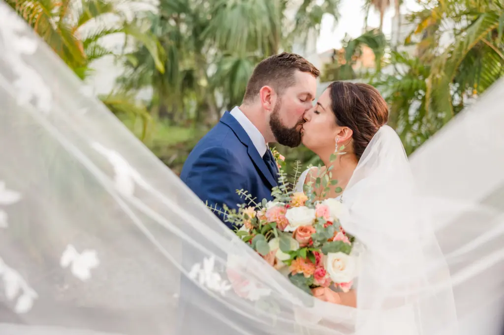 Bride and Groom Veil Wedding Portrait | Tampa Photographer Mary Anna Photography