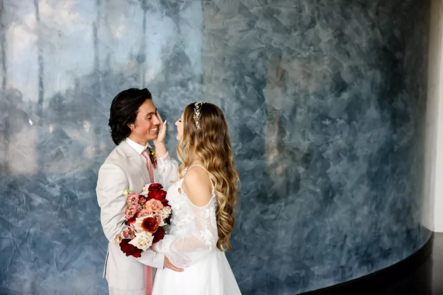 Bride and Groom First Look Wedding Portrait | Hair and Makeup Artist Adore Bridal Services