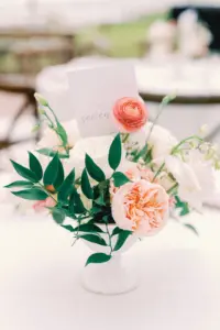 Simple Classic Pink Roses, White Alyssum, and Greenery Wedding Reception Centerpiece Ideas