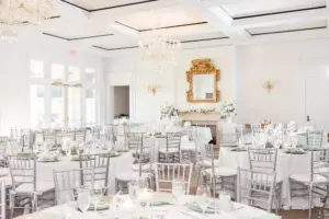 Elegant Gray, White, and Green Bistro Ballroom Wedding Reception Decor Ideas | Silver Chiavari Chairs | Tampa Bay Event Venue The Concession Golf Club