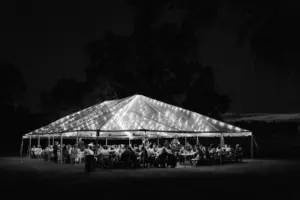 Clear Tented Outdoor Wedding Reception with Bistro String Lights Inspiration