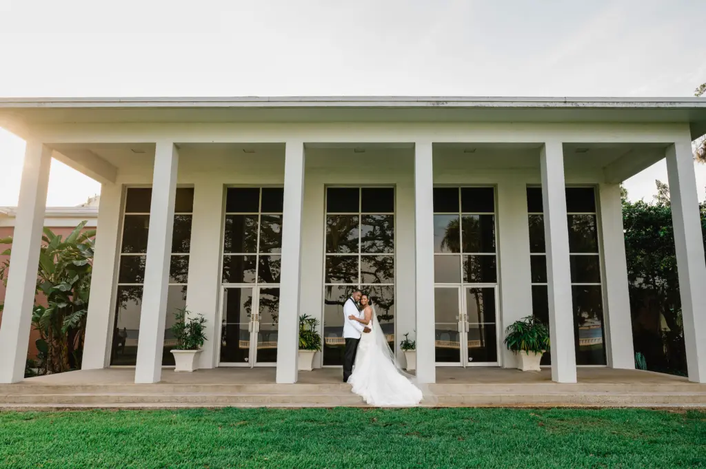 Bride and Groom at Wedding Venue Tampa Garden Club | Bride and Groom Wedding Portrait Inspiration | Tampa Bay Wedding Photographer and Videographer Iyrus Weddings
