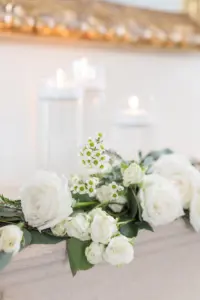 White Alyssum and Garden Rose Garland | Elegant Wedding Reception Decor Ideas | Sarasota Florist Beneva Flowers and Plantscapes