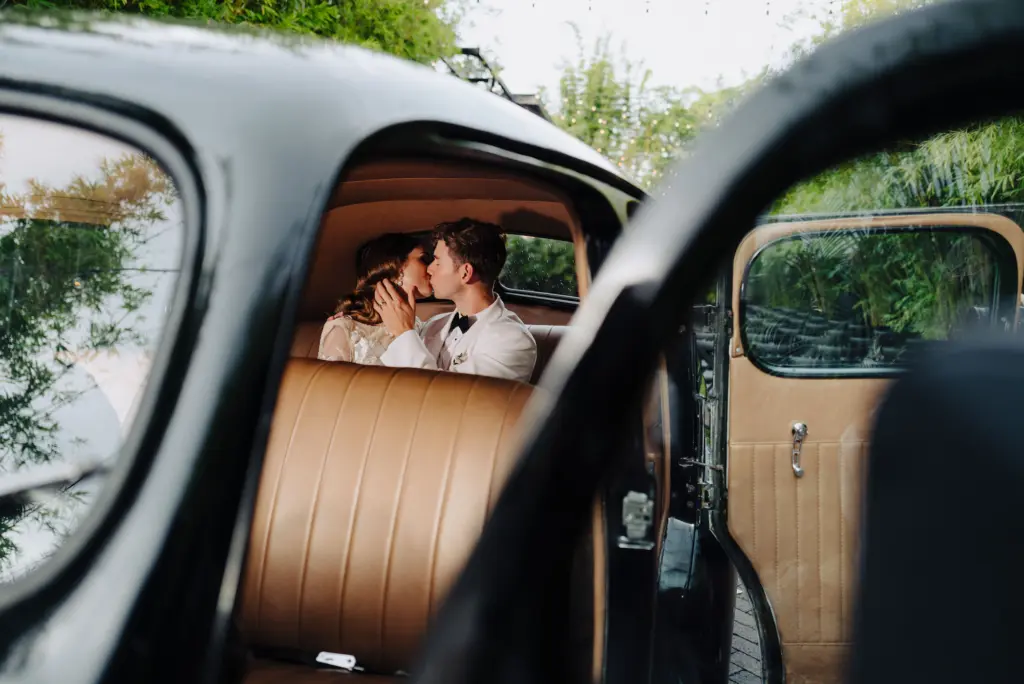 Black Vintage Wedding Getaway Car | Tampa Transportation Rental Classically Ever After | Photographer Mcneile Photography | Planner Kelci Leigh Events