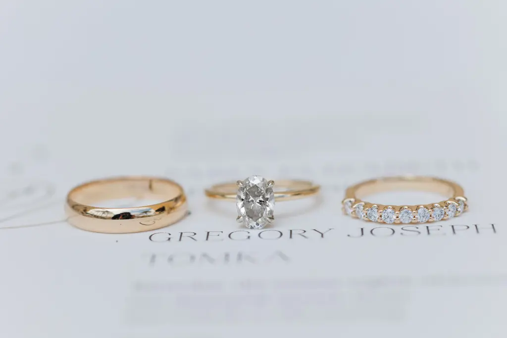 Oval Diamond Engagement Ring | Gold Stackable Wedding Band Inspiration