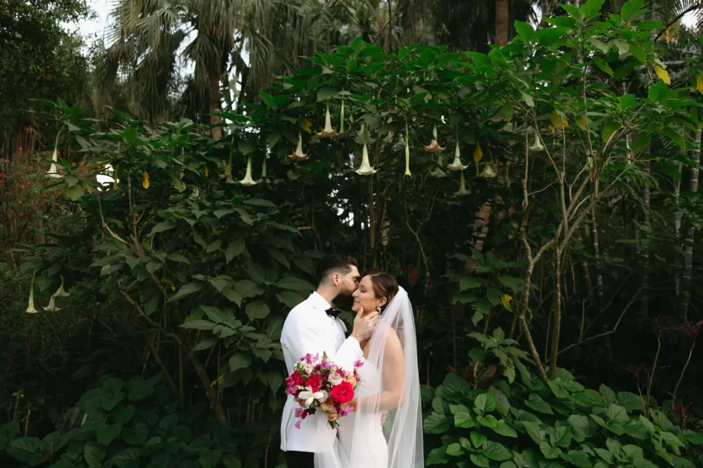 Bride and Groom Just Married Outdoor Garden Wedding Portrait | Tampa Wedding Planner Wilder Mind Events