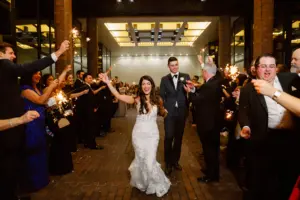 Bride and Groom Wedding Reception Grand Exit | Sparkler Send-Off Ideas | Tampa Bay Videographer J&S Media | Event Venue Hilton Tampa Downtown