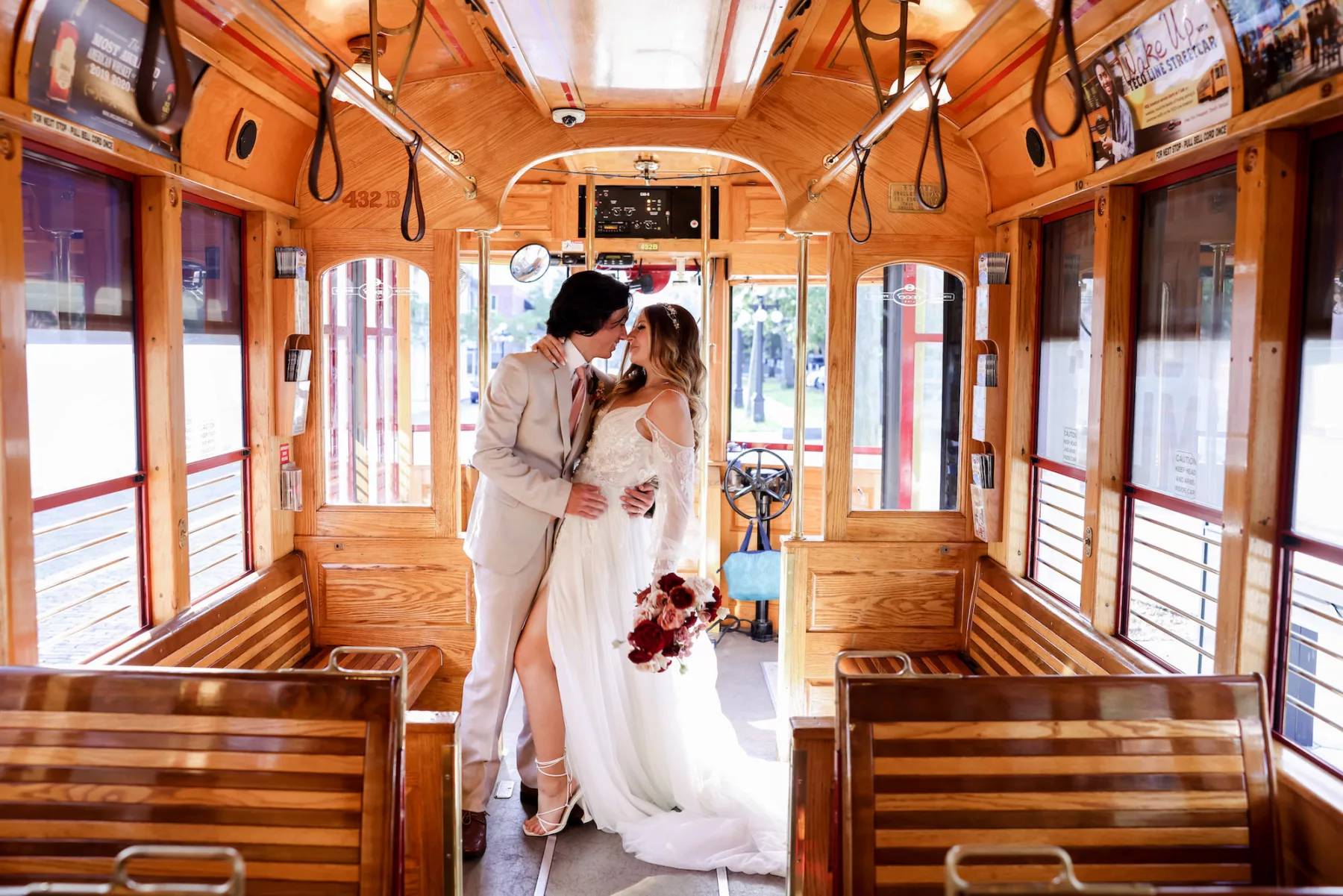 Bride and Groom Trolley Ride Transportation Ideas | Tampa Bay Photographer Llifelong Photography Studio