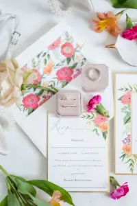 Vibrant Pink and Orange Garden Inspired Wedding Invitation Suite Ideas