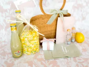 Destination Florida Summer Inspired Yellow Lemon Wedding Guest Welcome Bag Basket Ideas