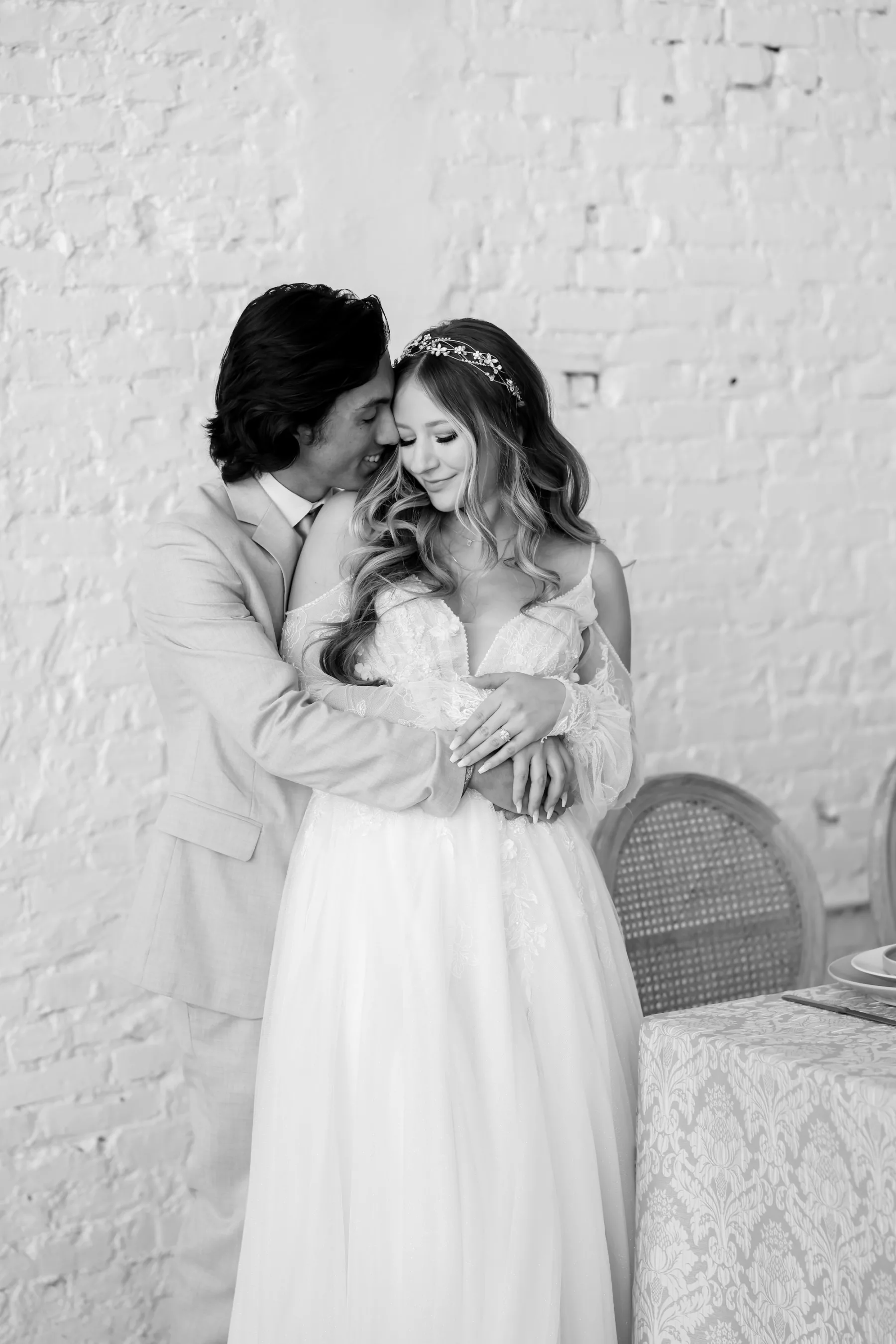 Bride and Groom Black and White Wedding Portrait | Tampa Bay Photographer Lifelong Photography Studio | Dress Truly Forever Bridal Tampa | Hair and Makeup Artist Adore Bridal Services