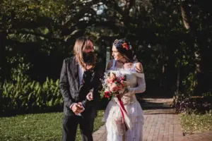 Bride and Groom Walking Down Aisle | Boho Hippy Wedding Inspiration