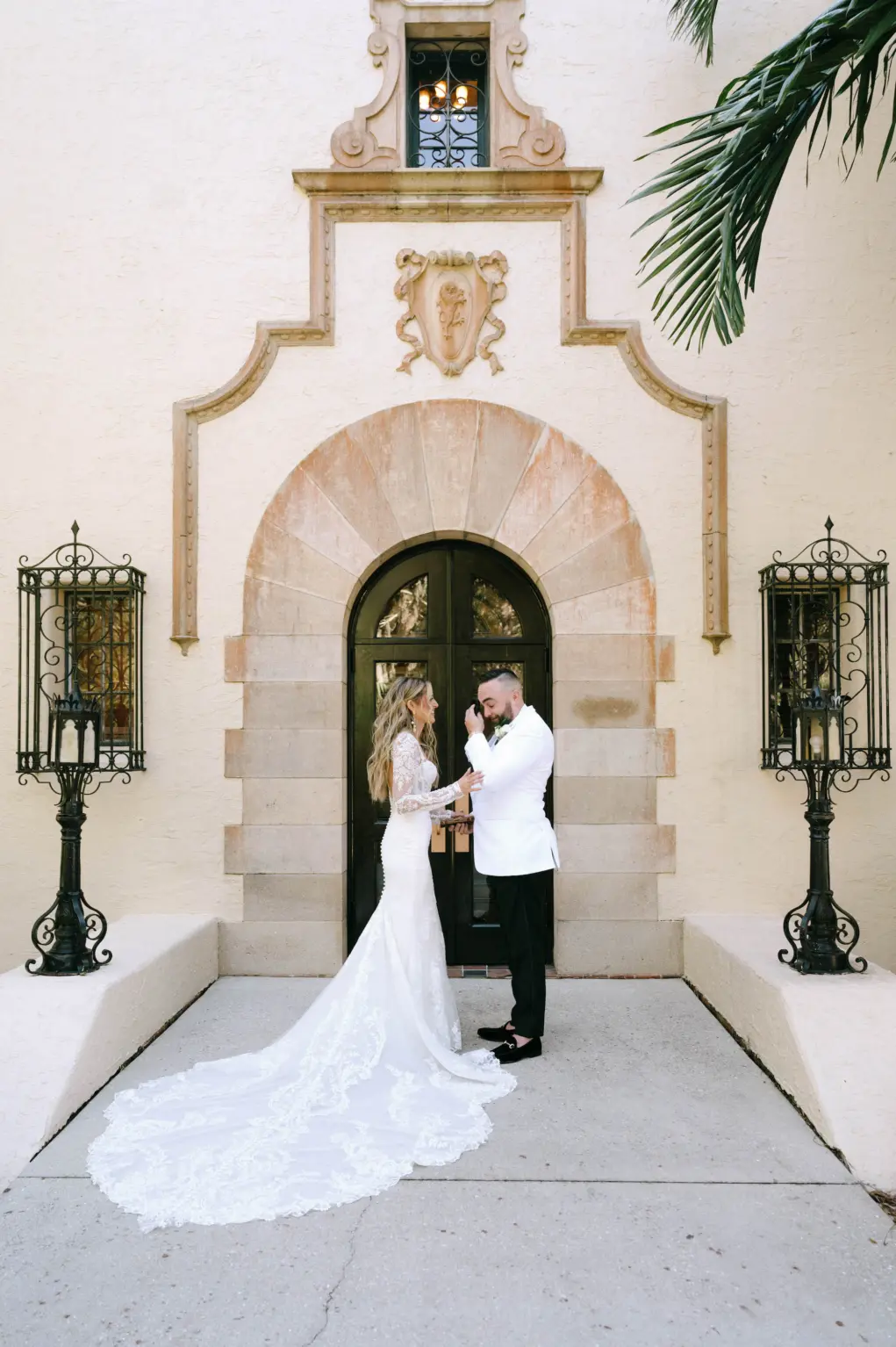Bride and Groom First Look Wedding Portrait | Sarasota Venue Powel Crosley Estate