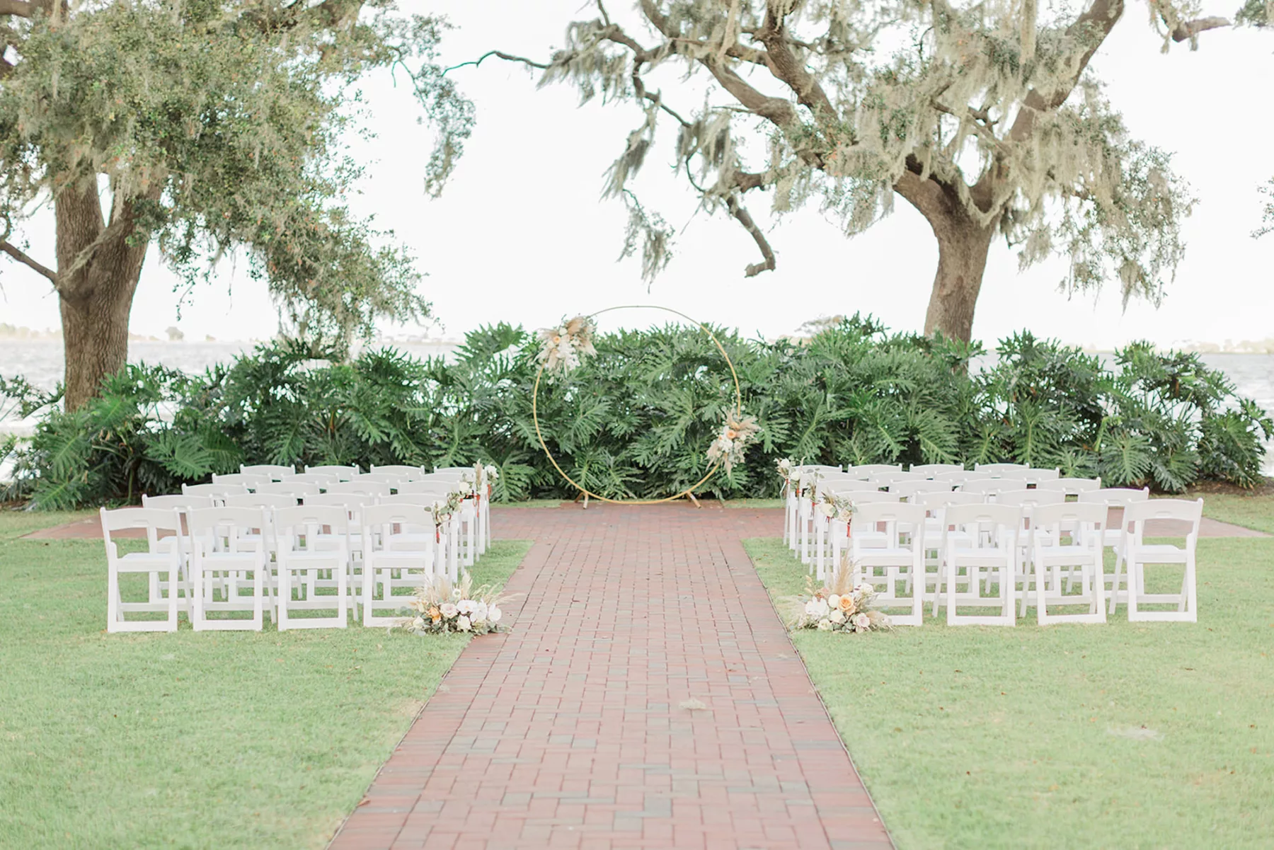 Outdoor Boho Intimate Fall Lakefront Wedding Garden Ceremony Decor Inspiration