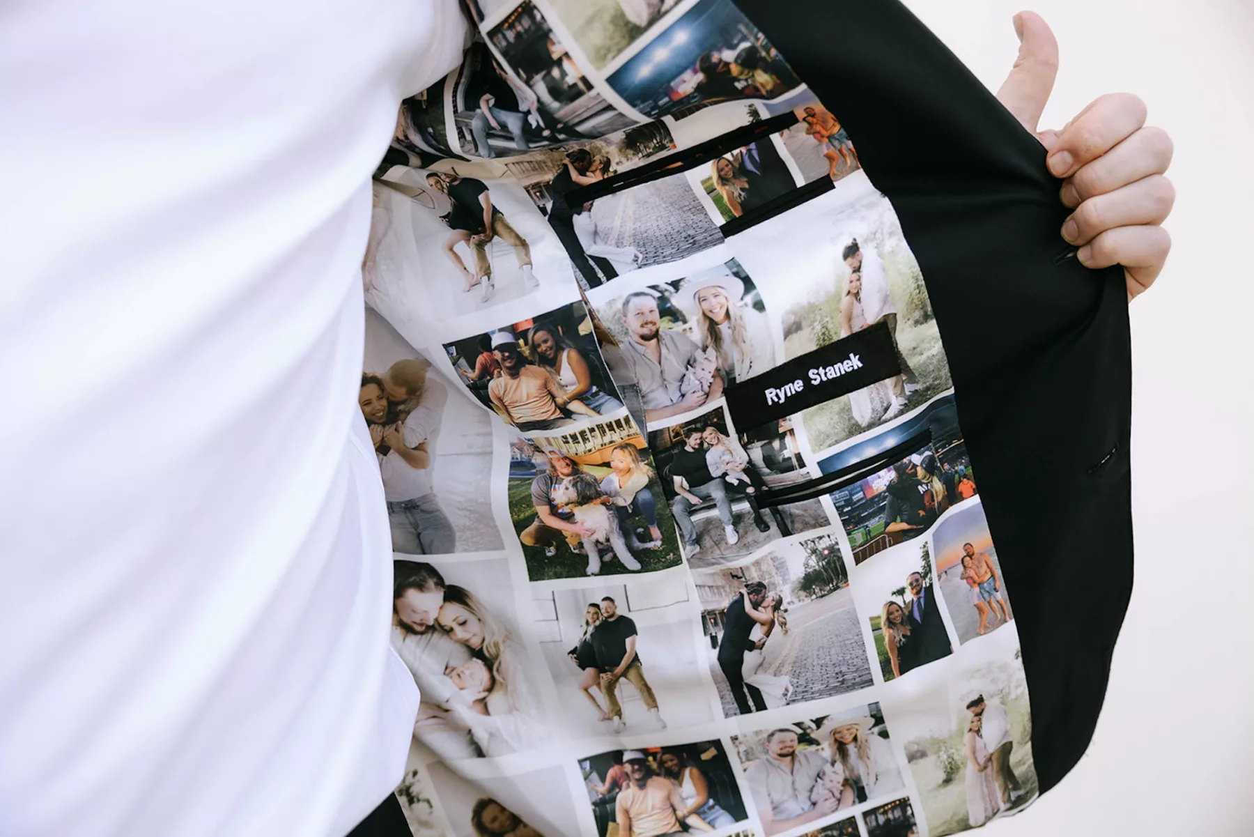 Groom's Custom Wedding Suit Jacket with Photo Lining Inspiration