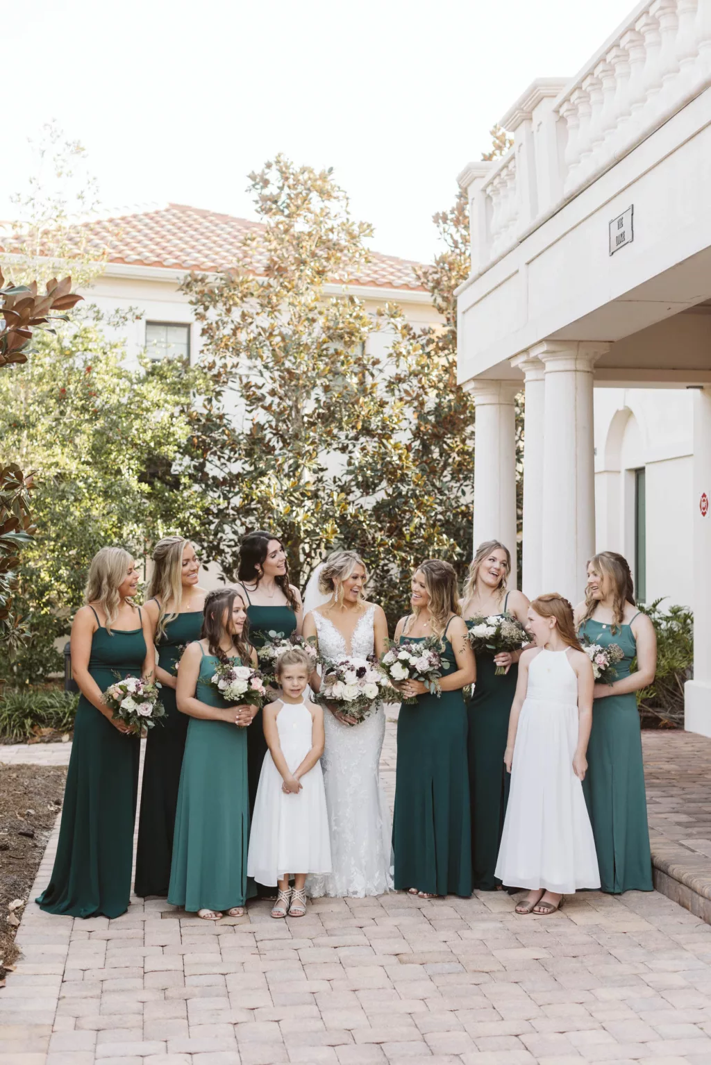 Mismatching Emerald Green Bridesmaids Wedding Dress Inspiration | Sarasota Florist Bruce Wayne Florals