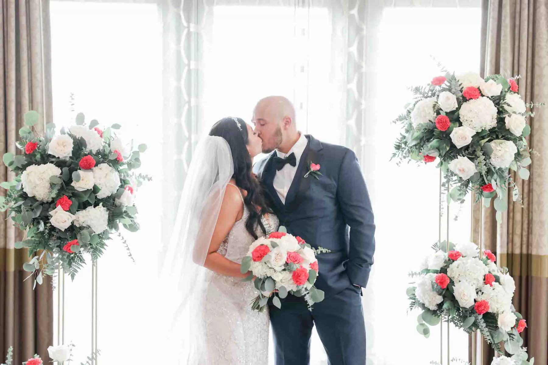 Bride and Groom First Kiss Wedding Portrait | Tampa Bay Photographer Lifelong Photography Studio