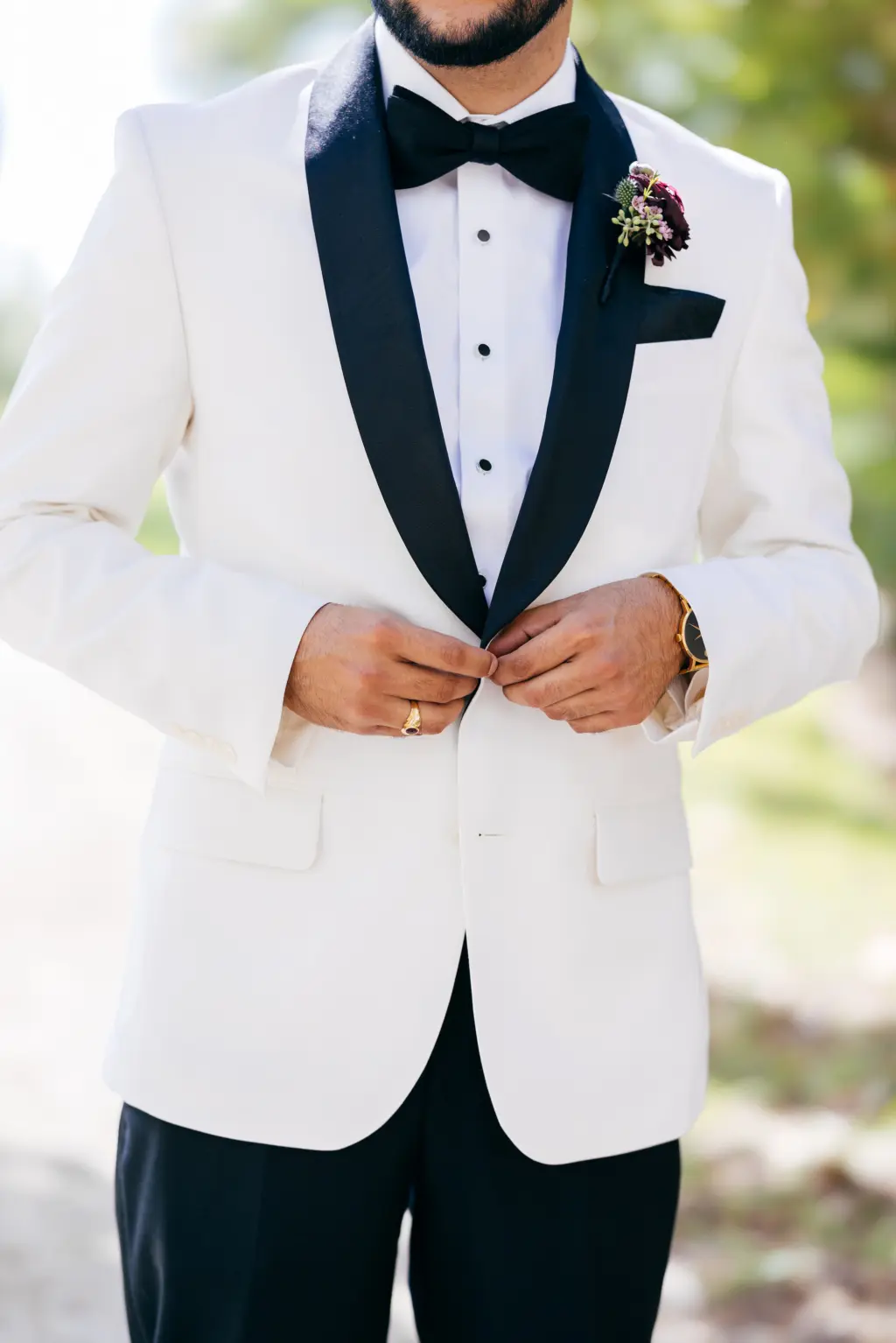 Black and White Tuxedo Jacket with Satin Lapel and Bow Tie Ideas