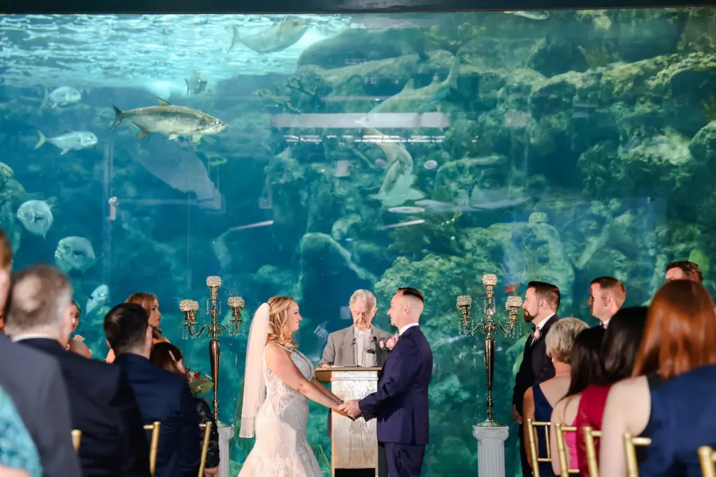 17Pink and Blue Aquarium Fish Tank Wedding Ideas