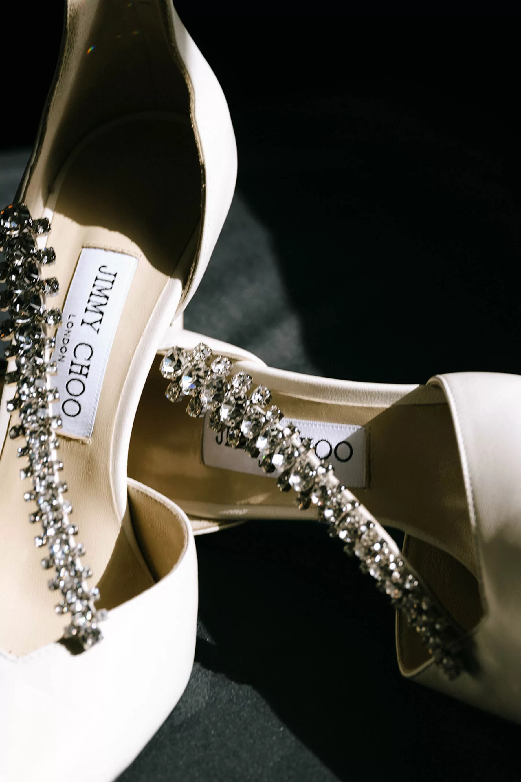 White Jimmy Choo Satin Wedding Shoe with Crystal Strap Inspiration