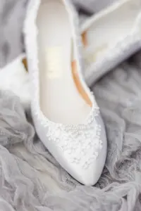 White Lace Flowers and Beading Pointed Wedding Ballet Flat Bridal Shoe Inspiration