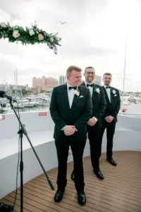 Groom's Reaction to Bride Walking Down Aisle | Black Tie Wedding Ceremony