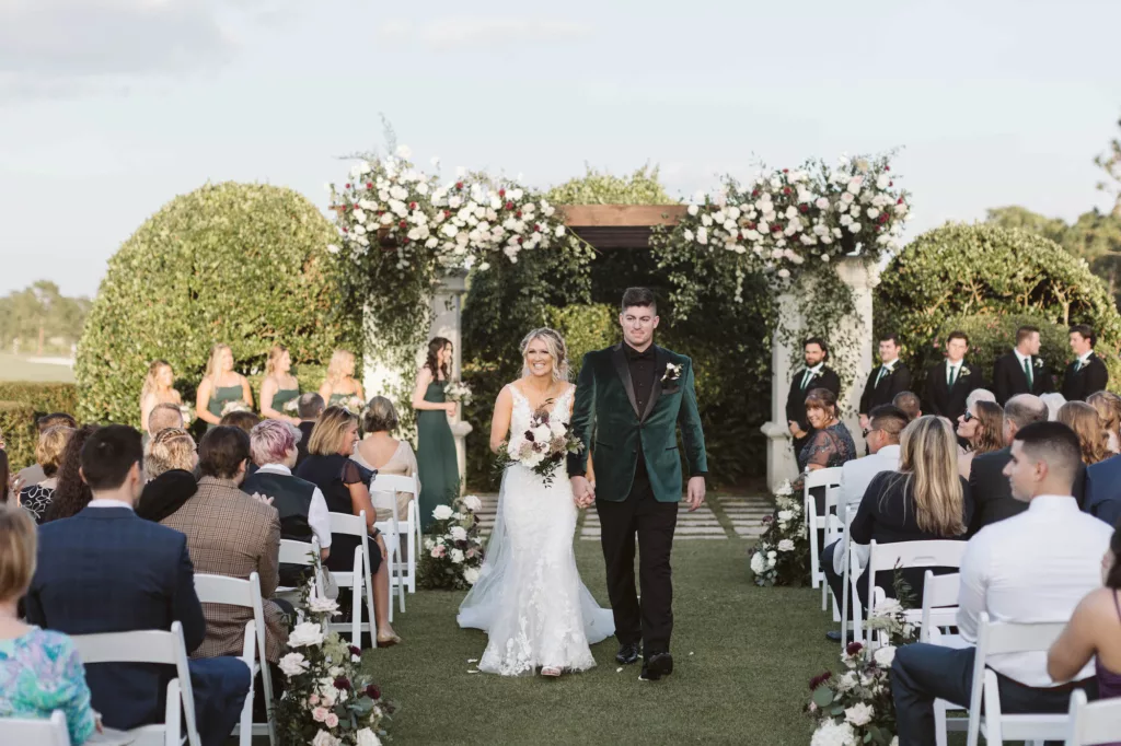 Bride and Groom Just Married Wedding Portrait | Tampa Bay Wedding Planner Parties A'La Carte | Tampa Bay Venue The Concession Golf Club | Florist Bruce Wayne Florals