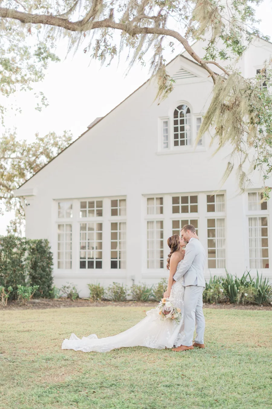 Bride and Groom Just Married Wedding Portrait | Tampa Bay Elegant Garden Style Private Estate House Adams Estate | Planner B Eventful