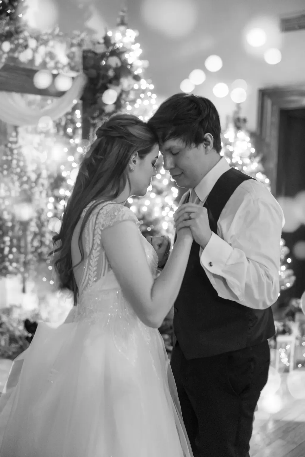Black and White Intimate Bride and Groom First Dance Wedding Portrait | Tampa Bay Photographer Mary Anna Photography