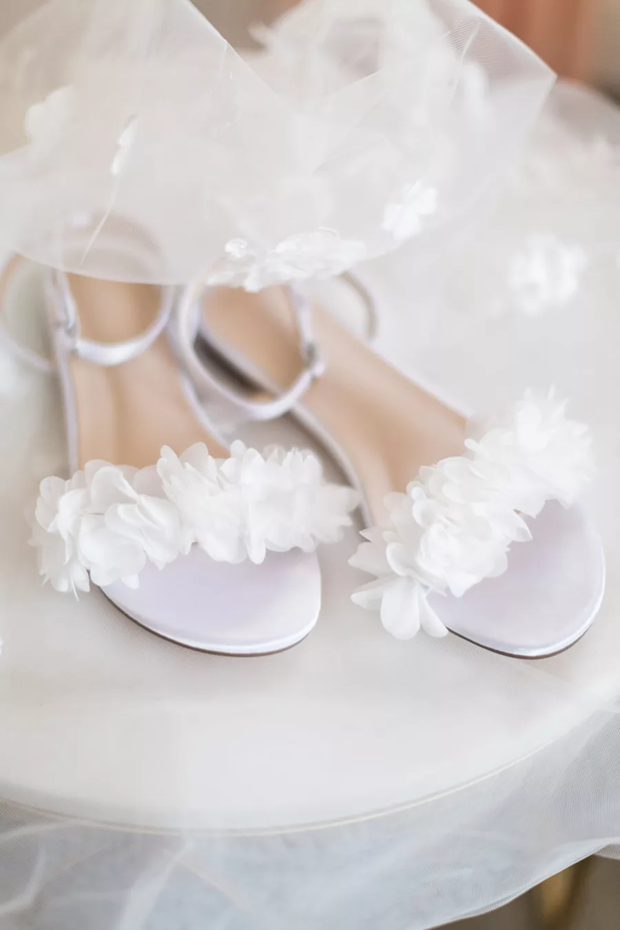 White Tulle Flowers Wedding Shoe Ideas