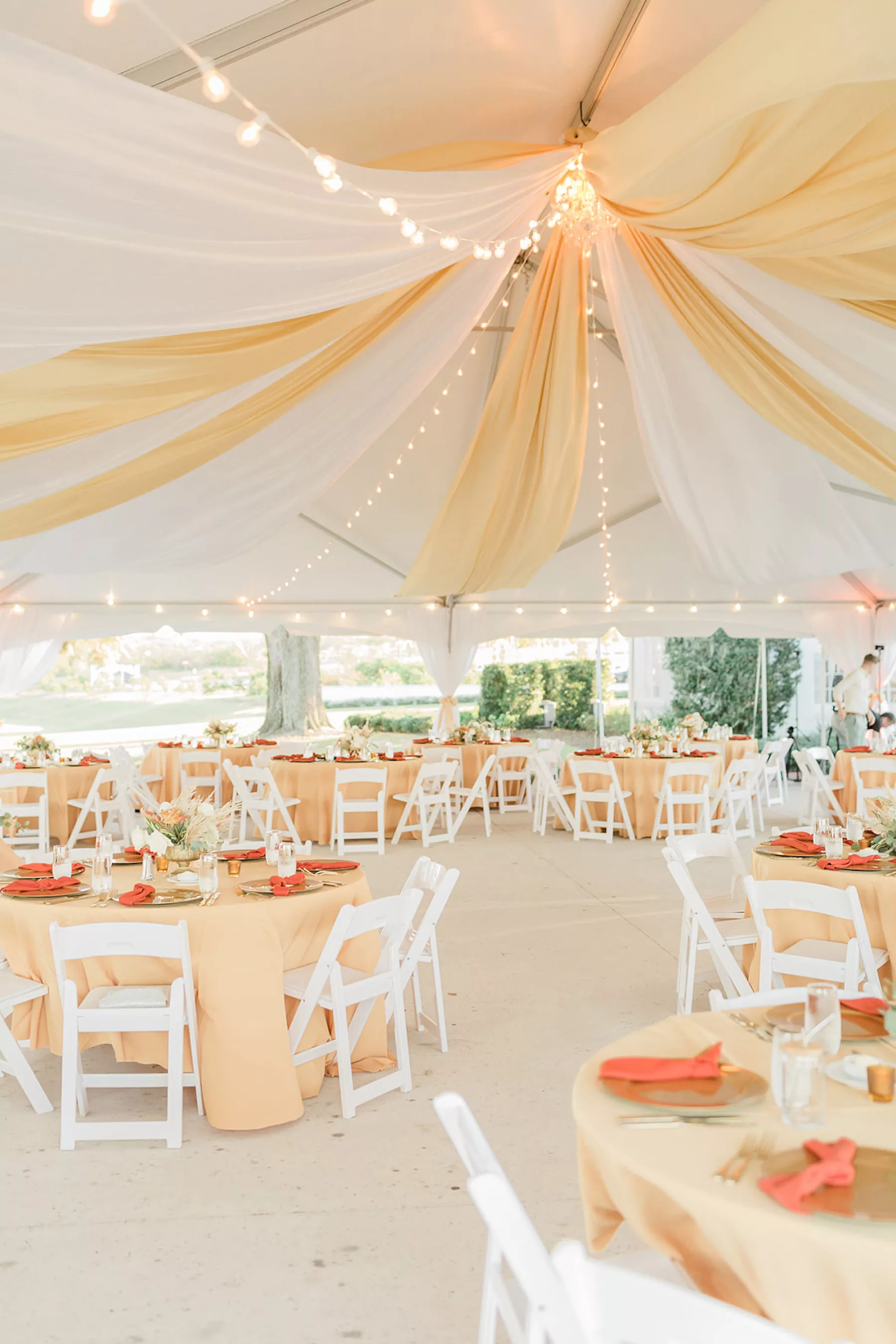 Neutral Boho Peach and Burnt Orange Tented Fall Wedding Reception Inspiration | Tampa Bay Planner B Eventful