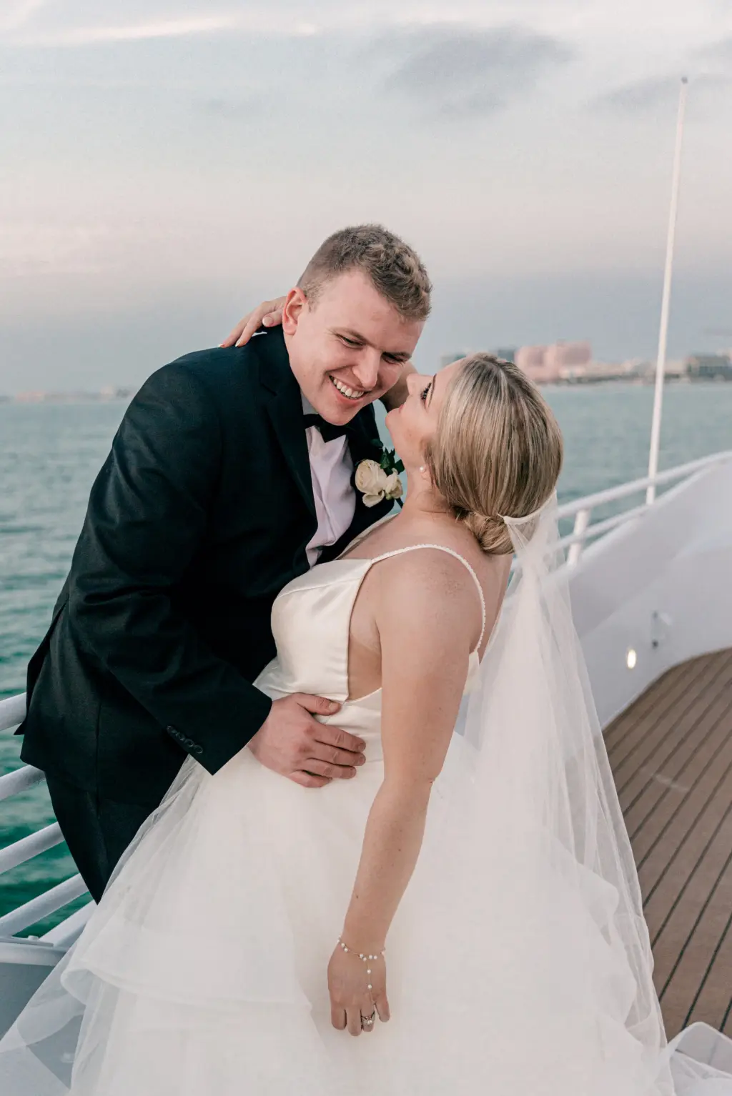Intimate Bride and Groom Wedding Portrait | Tampa Bay Event Venue Yacht StarShip