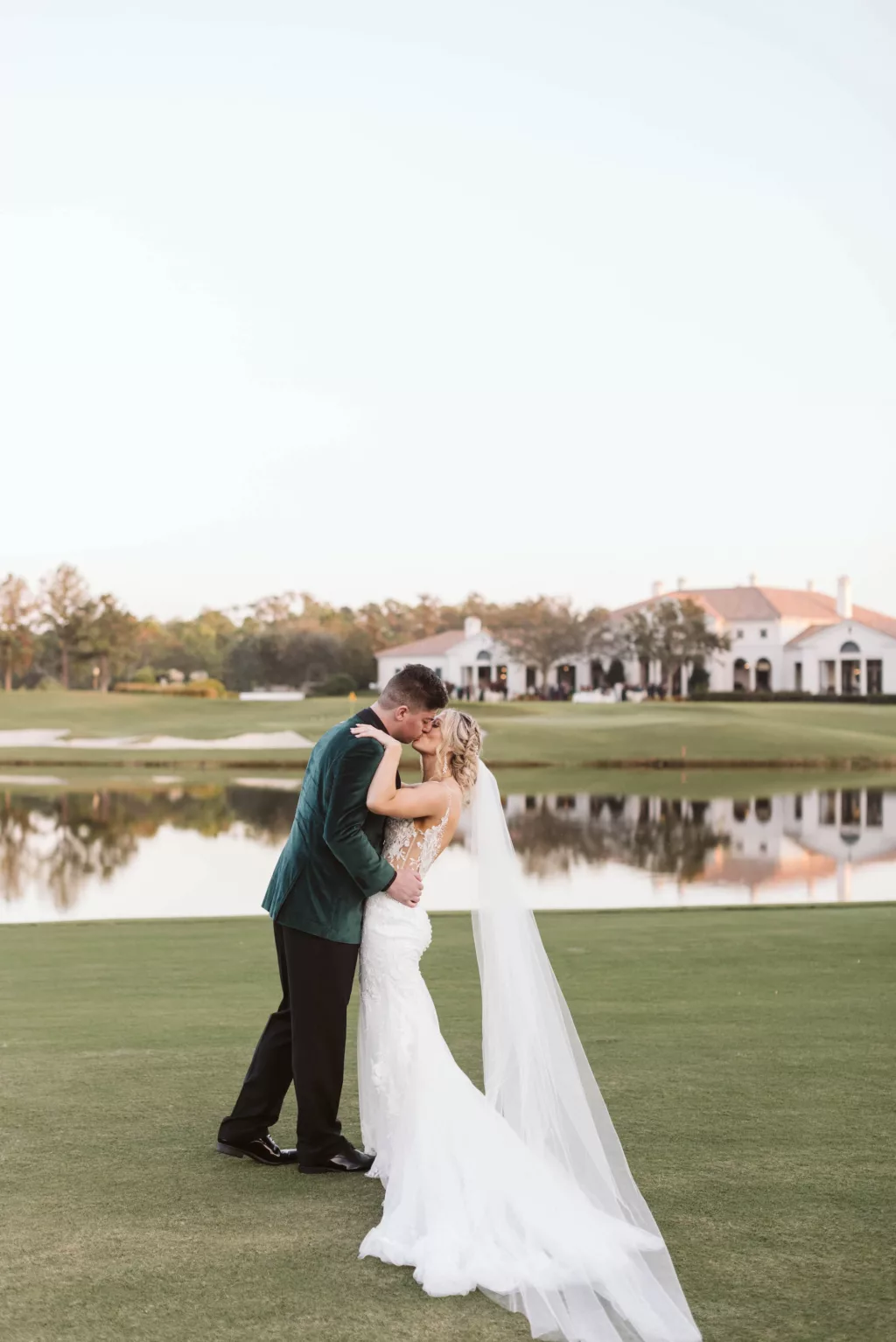 Intimate Bride and Groom Sunset Golf Course Wedding Portrait | Tampa Bay Event Venue The Concession Golf Club | Planner Parties A'La Carte