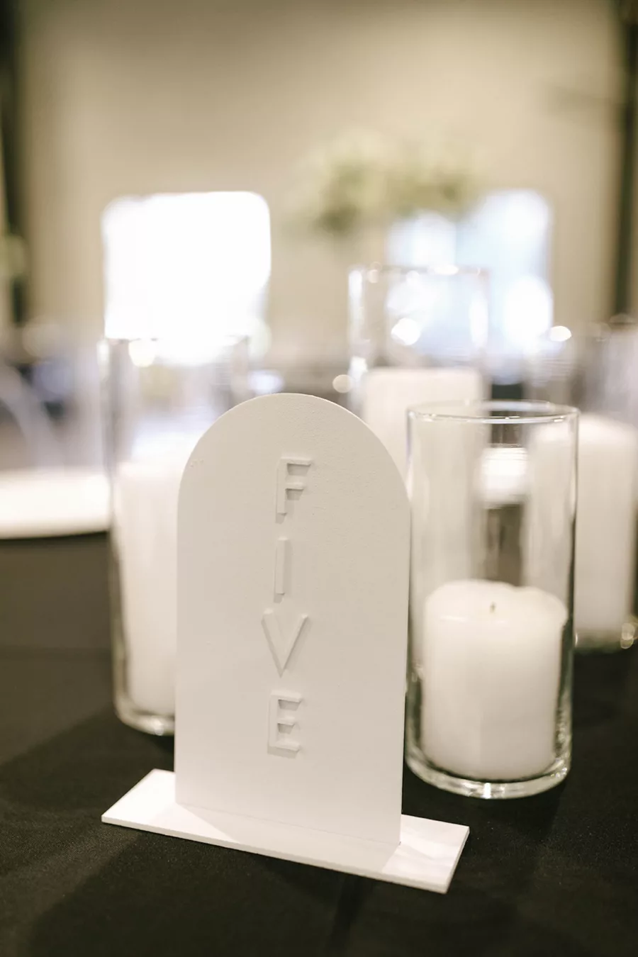 Modern White Arch Wedding Reception Table Number Sign Ideas