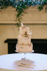 Round Ivory Three-Tiered Italian Style Fondant Wedding Cake Inspiration