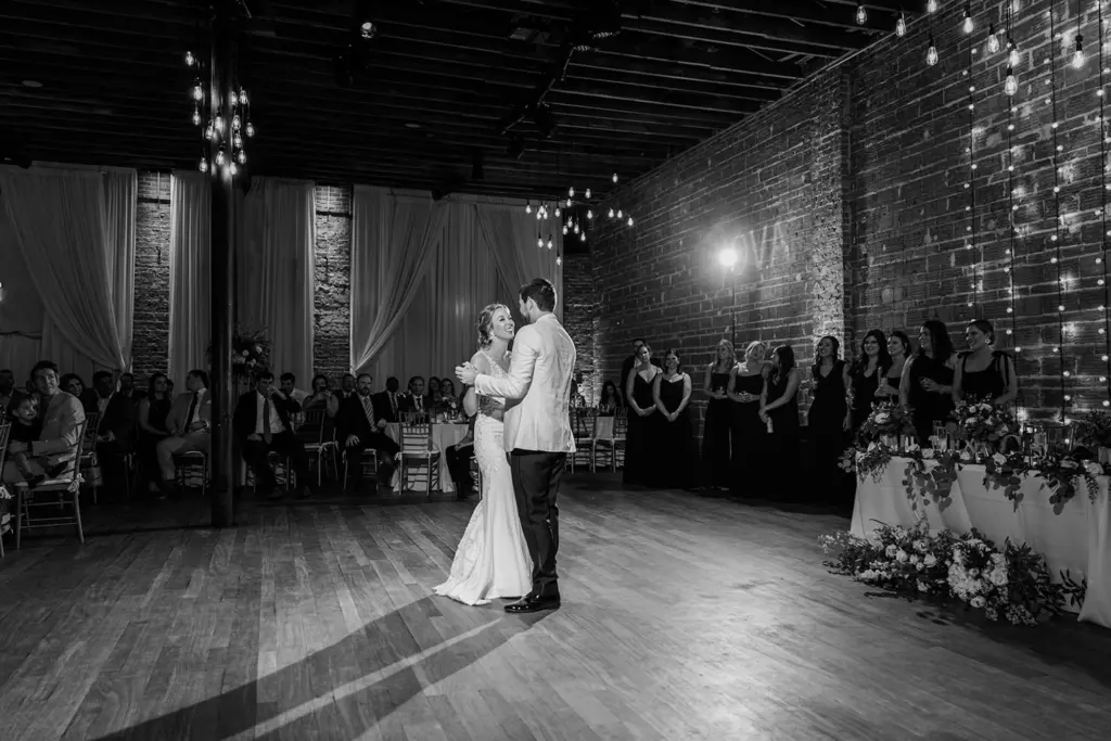 Black and White First Dance Wedding Portrait | Tampa Bay Photographer Eddy Almaguer Photography | St Pete Event Venue Nova 535