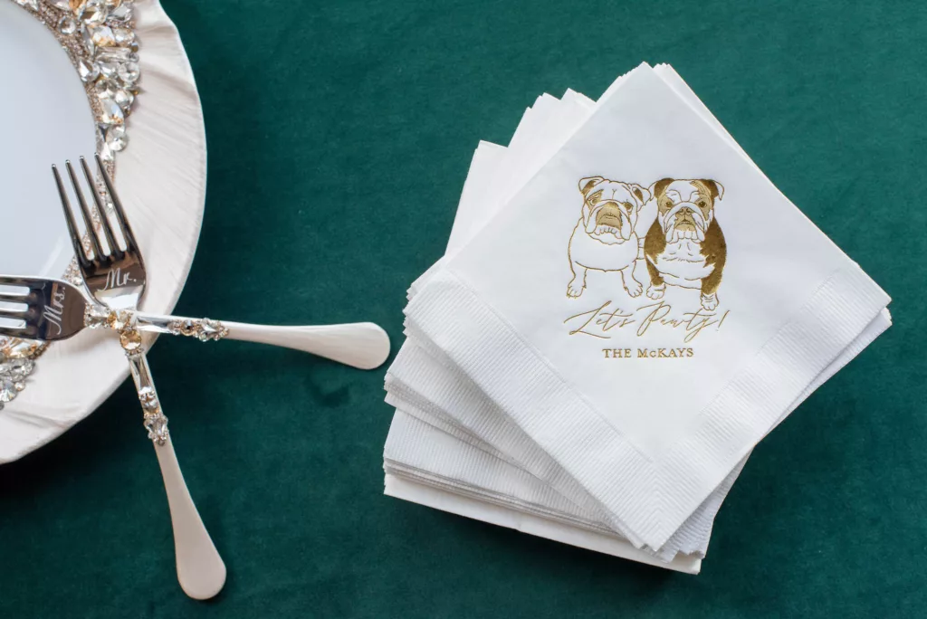 Dogs Let's Party Custom Wedding Reception Cocktail Napkins Ideas