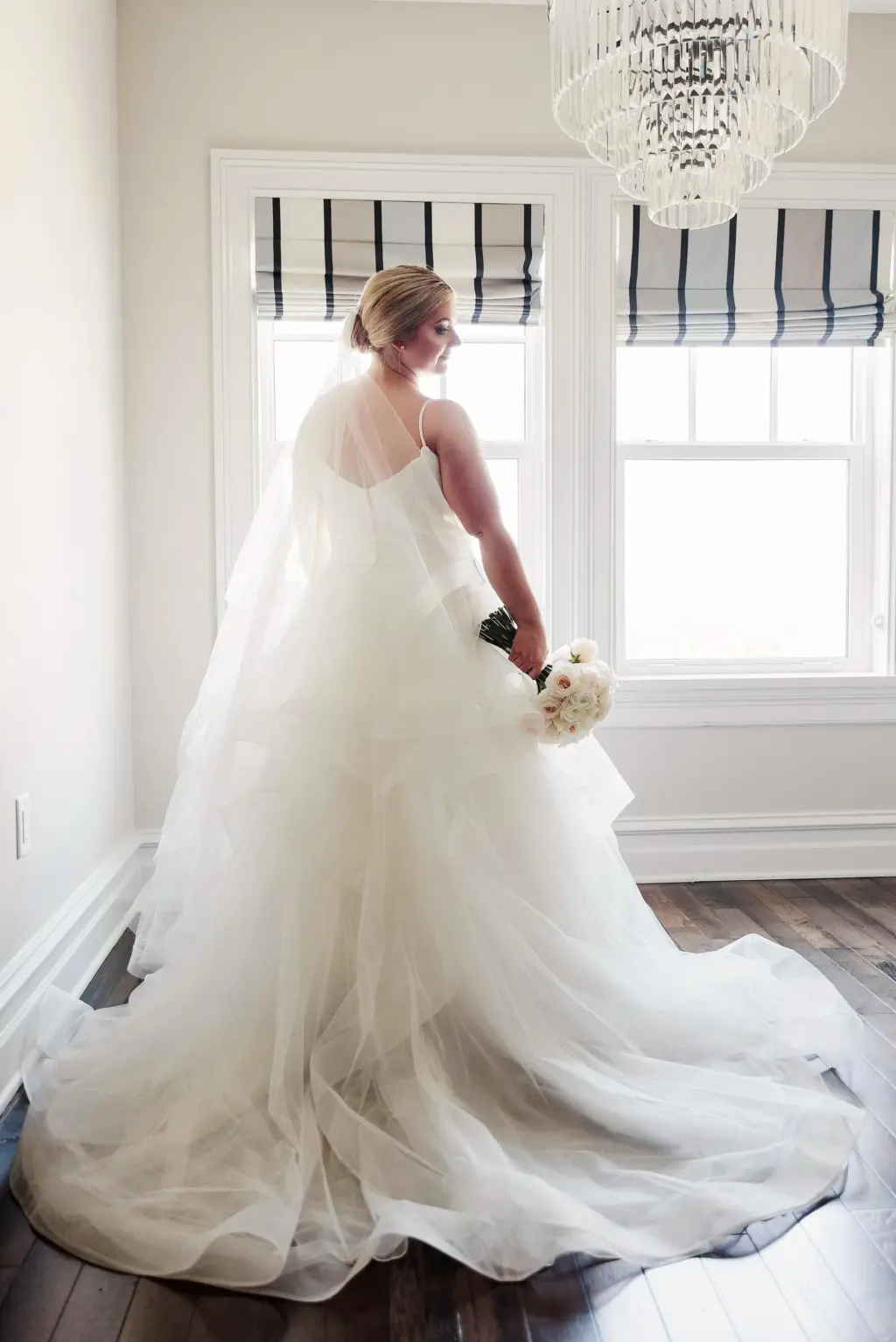 Elegant White Tiered Tulle A-Line Sophia Tolli Wedding Dress Inspiration