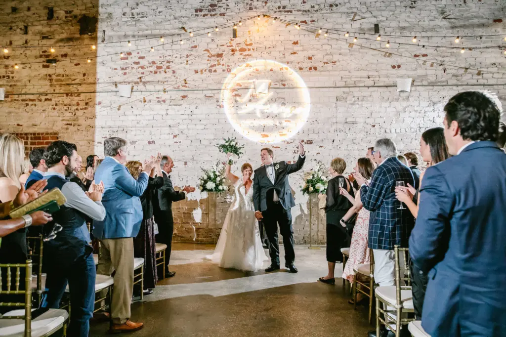 Bride and Groom Just Married Wedding Portrait | Wedding Gobo Projection Grant Hemond & Associates