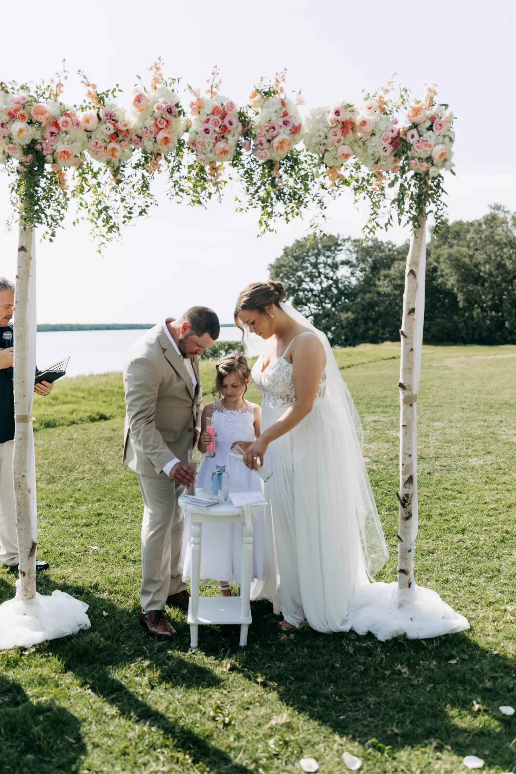 Bride and Groom with Daughter | Wedding Sand Ceremony Ideas