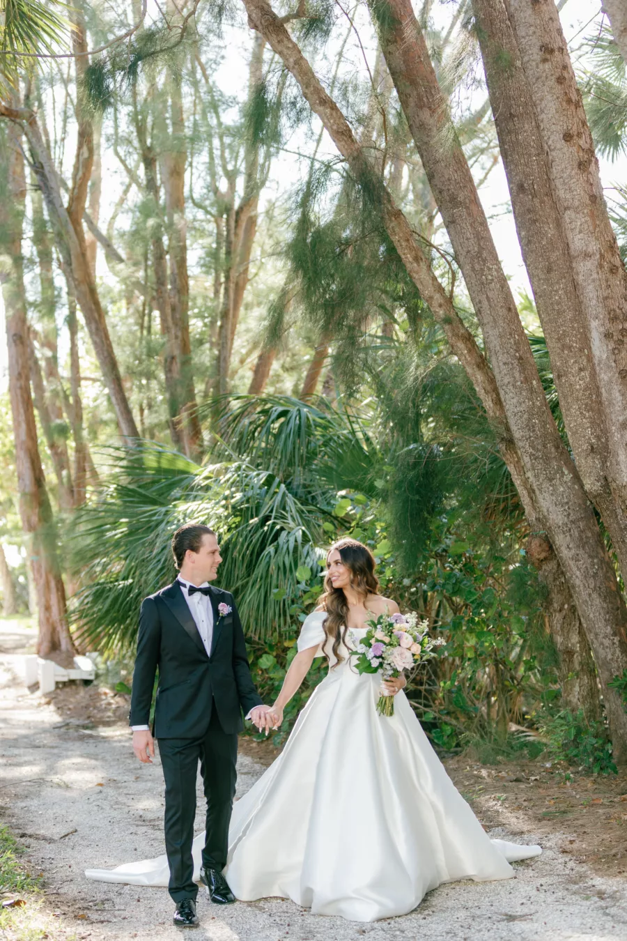 Bride and Groom Tropical First Look Wedding Portrait | Sarasota Wedding Venue The Resort at Longboat Key Club